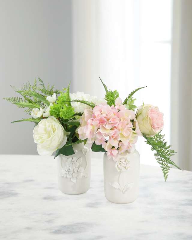 Nesting Garden 16" Faux Floral Arrangements, Set of 2